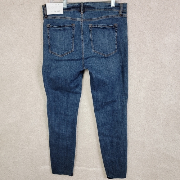 LOFT High Rise Modern Skinny Raw Hem Slit Dark Wash Denim Jeans Sz 12/31 NEW - Picture 4 of 16